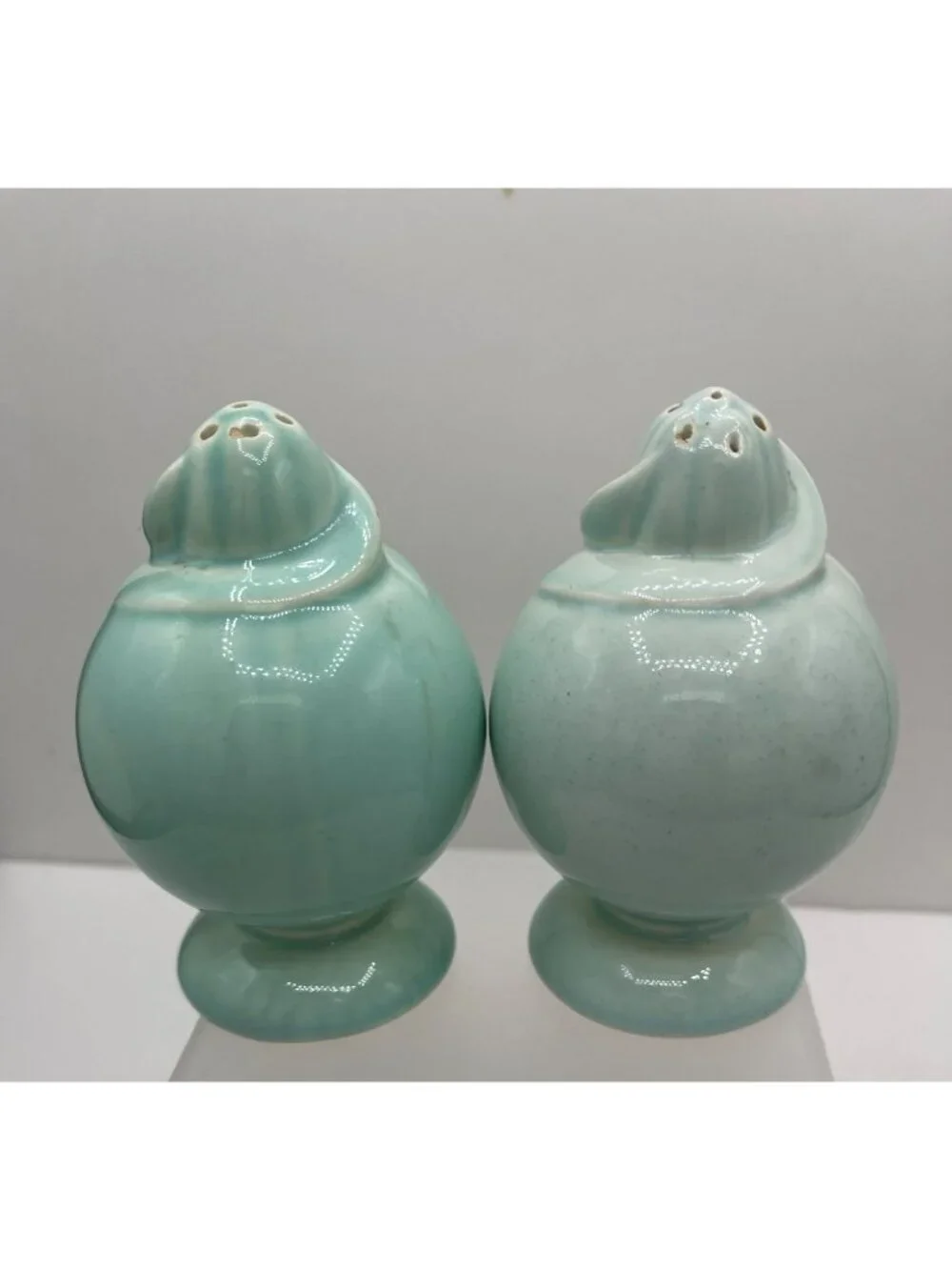 Luray Pastels Surf Green Salt & Pepper Shakers Vintage 1940s Taylor Smith Taylor